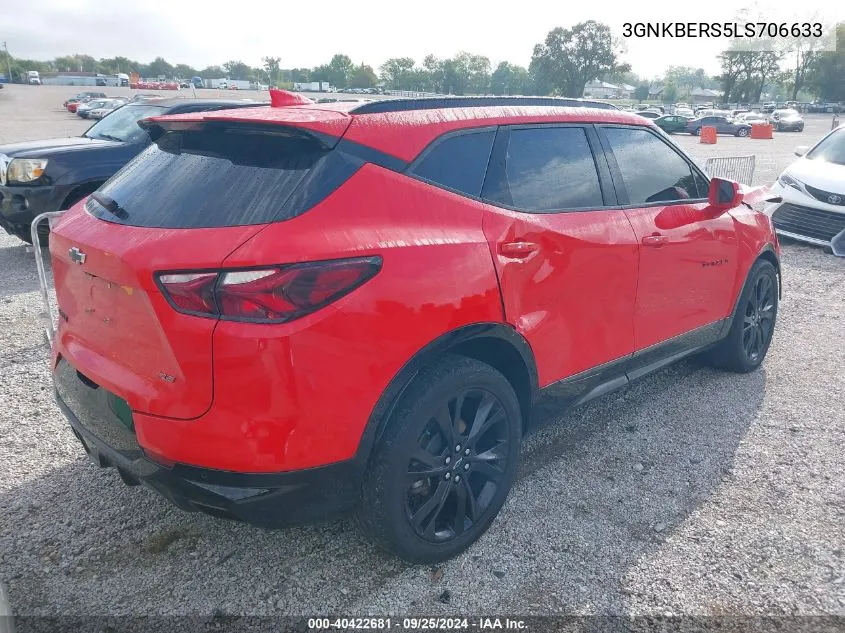 2020 Chevrolet Blazer Fwd Rs VIN: 3GNKBERS5LS706633 Lot: 40422681