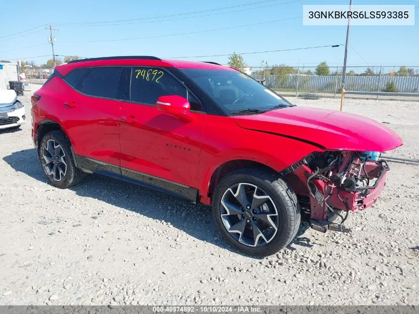 2020 Chevrolet Blazer Awd Rs VIN: 3GNKBKRS6LS593385 Lot: 40574892