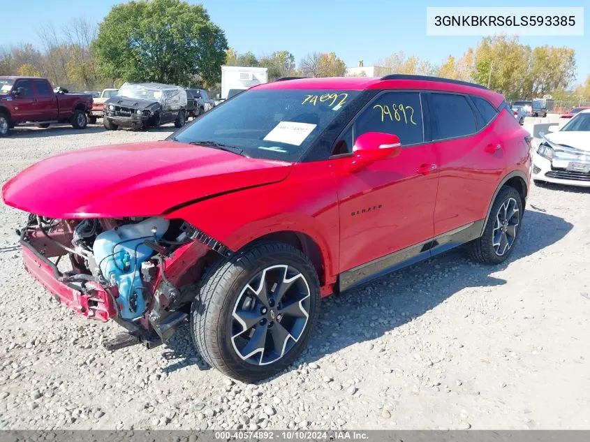 2020 Chevrolet Blazer Awd Rs VIN: 3GNKBKRS6LS593385 Lot: 40574892