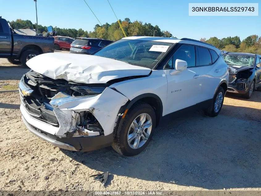 2020 Chevrolet Blazer Fwd 1Lt VIN: 3GNKBBRA6LS529743 Lot: 40627967