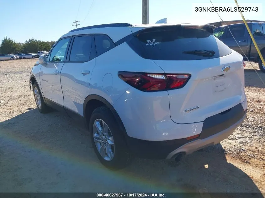 2020 Chevrolet Blazer Fwd 1Lt VIN: 3GNKBBRA6LS529743 Lot: 40627967