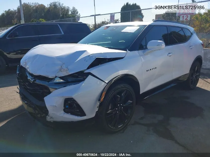 2020 Chevrolet Blazer Fwd Rs VIN: 3GNKBERS1LS725986 Lot: 40670634