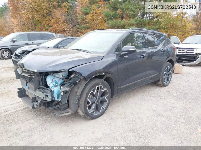 2020 Chevrolet Blazer Awd Rs VIN: 3GNKBKRS2LS702540 Lot: 40674222