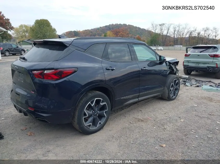 2020 Chevrolet Blazer Awd Rs VIN: 3GNKBKRS2LS702540 Lot: 40674222