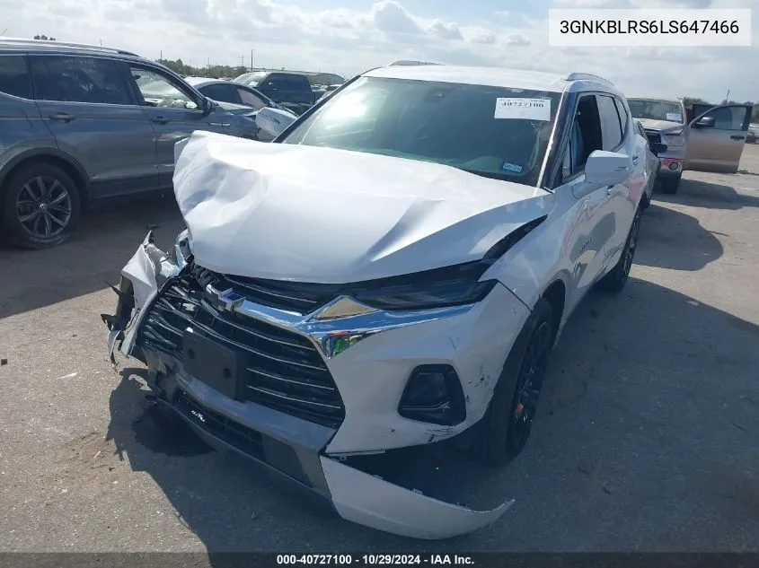 2020 Chevrolet Blazer Awd Premier VIN: 3GNKBLRS6LS647466 Lot: 40727100