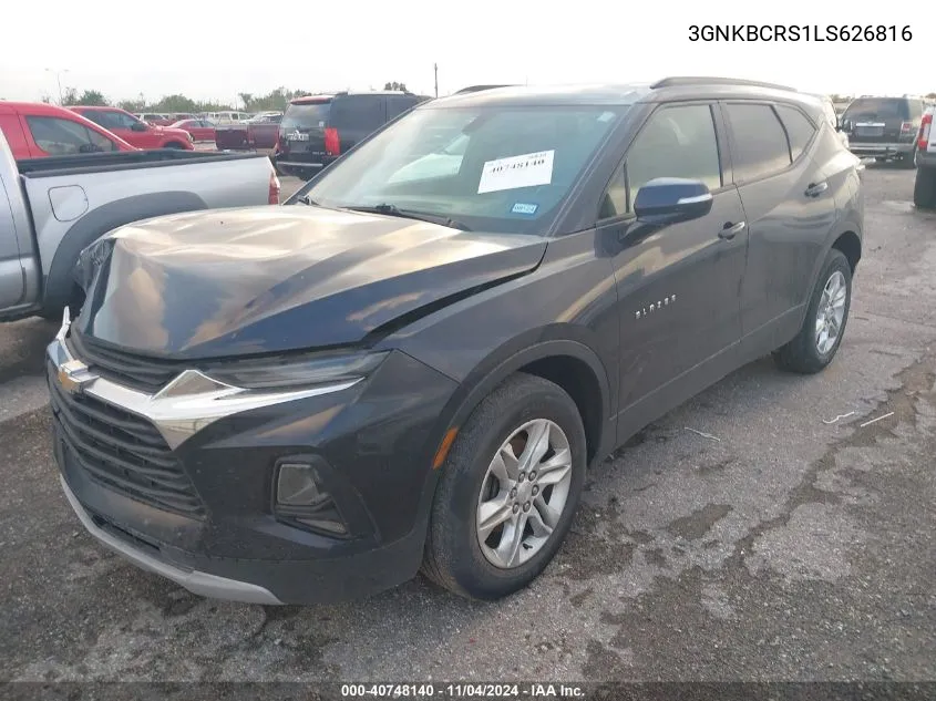 2020 Chevrolet Blazer Fwd 2Lt VIN: 3GNKBCRS1LS626816 Lot: 40748140