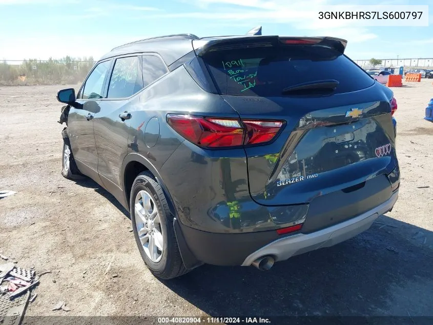 2020 Chevrolet Blazer Awd 2Lt VIN: 3GNKBHRS7LS600797 Lot: 40820904