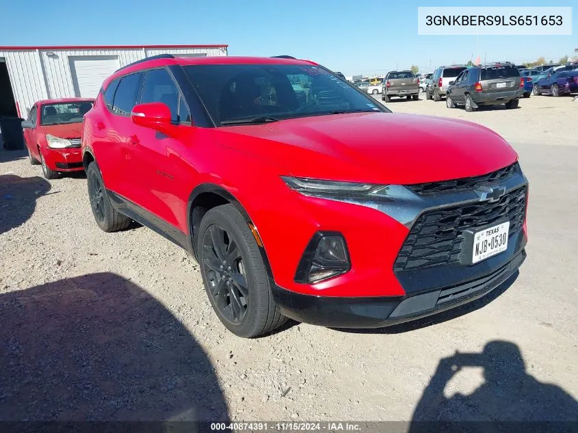 2020 Chevrolet Blazer Fwd Rs VIN: 3GNKBERS9LS651653 Lot: 40874391