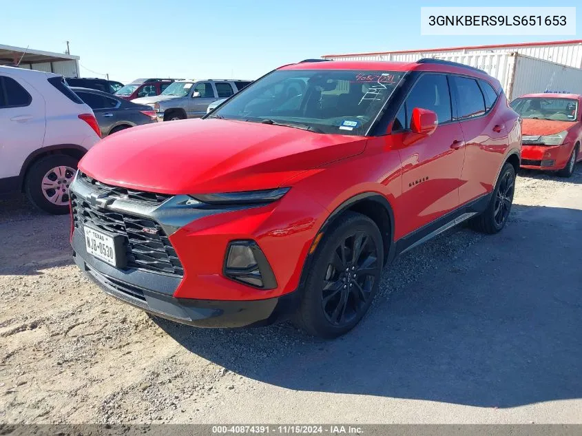 2020 Chevrolet Blazer Fwd Rs VIN: 3GNKBERS9LS651653 Lot: 40874391