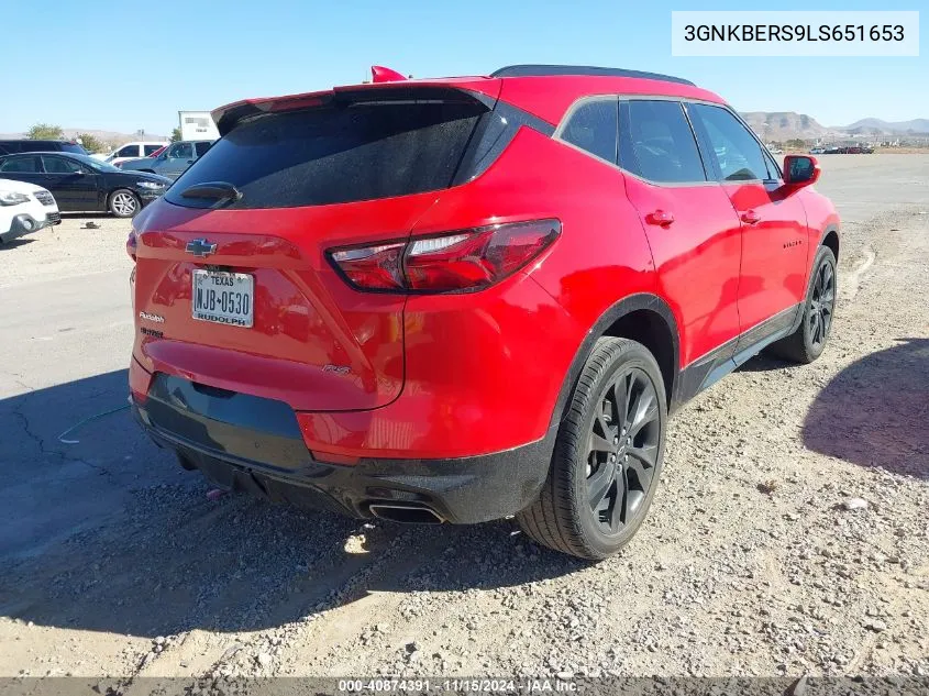 2020 Chevrolet Blazer Fwd Rs VIN: 3GNKBERS9LS651653 Lot: 40874391