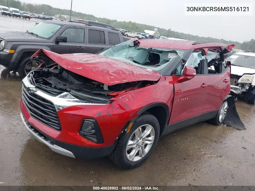 2021 Chevrolet Blazer Fwd 2Lt VIN: 3GNKBCRS6MS516121 Lot: 40028902