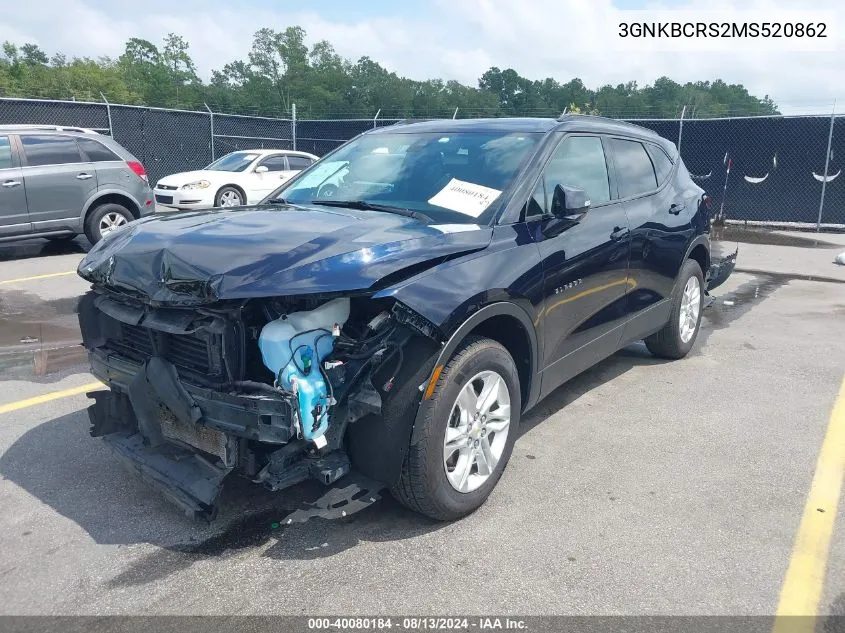 2021 Chevrolet Blazer Fwd 2Lt VIN: 3GNKBCRS2MS520862 Lot: 40080184