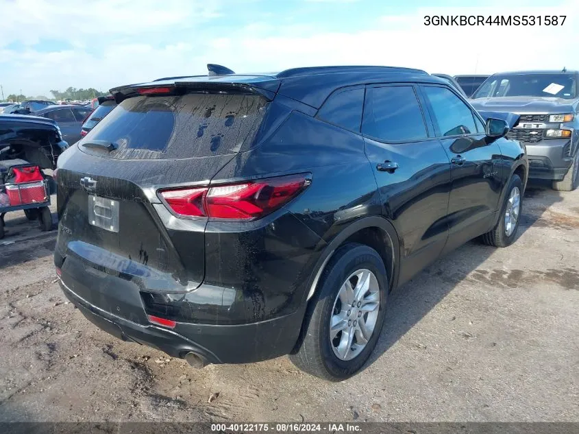 2021 Chevrolet Blazer Fwd 2Lt VIN: 3GNKBCR44MS531587 Lot: 40122175