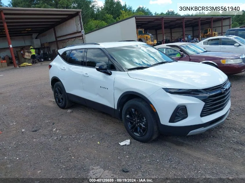 2021 Chevrolet Blazer Fwd 2Lt VIN: 3GNKBCRS3MS561940 Lot: 40125659