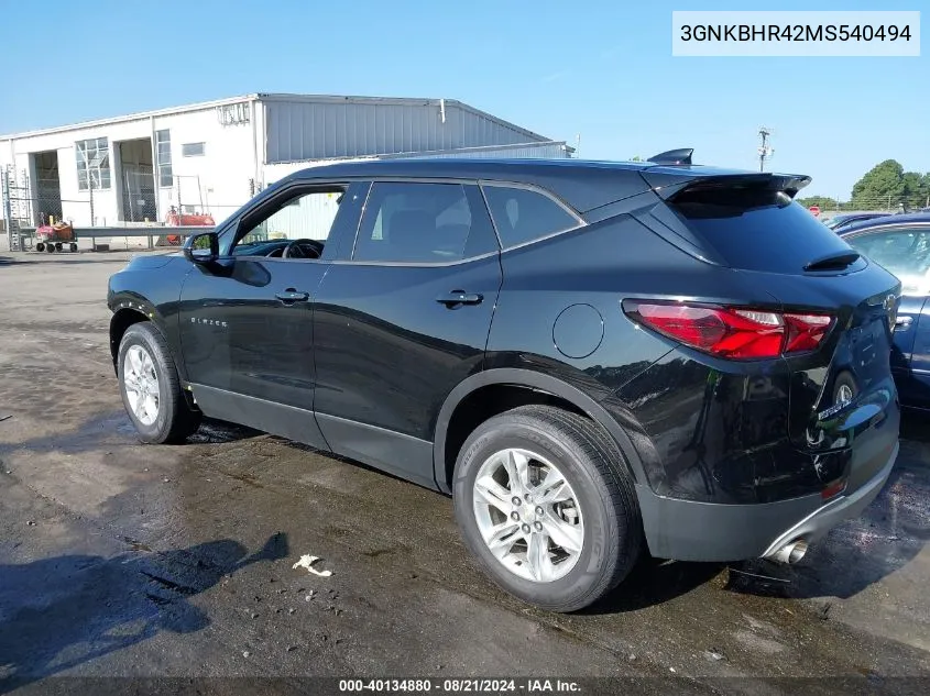 3GNKBHR42MS540494 2021 Chevrolet Blazer Awd 2Lt