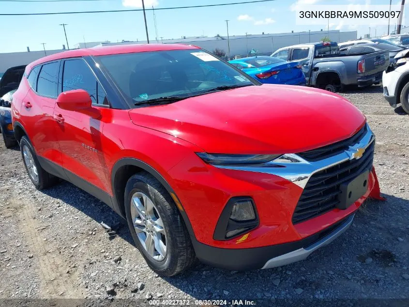 2021 Chevrolet Blazer Fwd 1Lt VIN: 3GNKBBRA9MS509097 Lot: 40227372