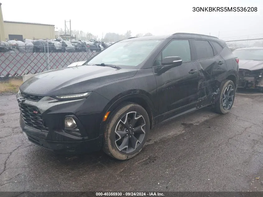 2021 Chevrolet Blazer Awd Rs VIN: 3GNKBKRS5MS536208 Lot: 40355930