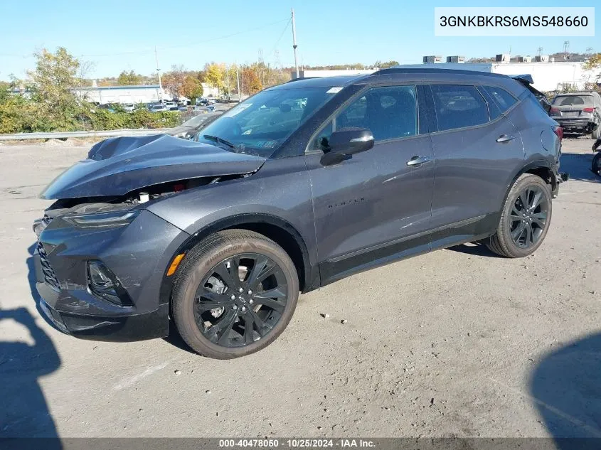 2021 Chevrolet Blazer Awd Rs VIN: 3GNKBKRS6MS548660 Lot: 40478050