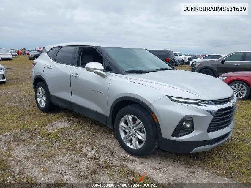 2021 Chevrolet Blazer 1Lt VIN: 3GNKBBRA8MS531639 Lot: 40504065