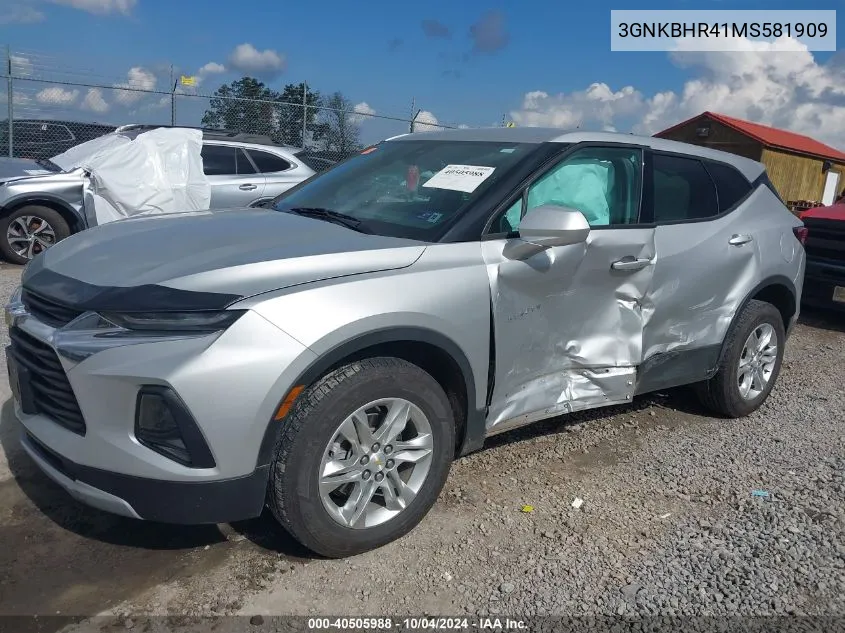 2021 Chevrolet Blazer Awd 2Lt VIN: 3GNKBHR41MS581909 Lot: 40505988