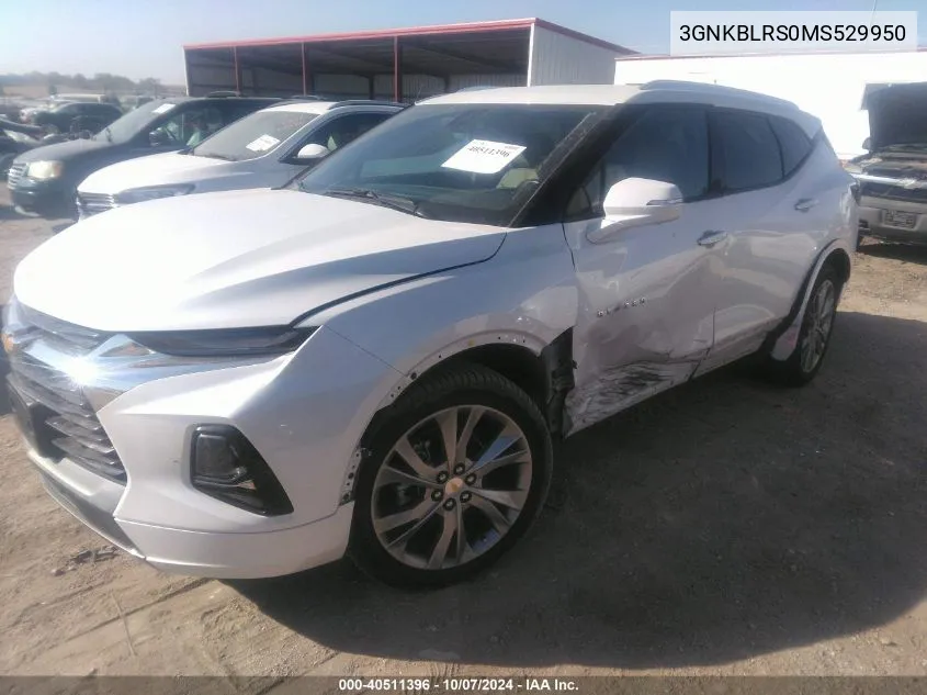 2021 Chevrolet Blazer Awd Premier VIN: 3GNKBLRS0MS529950 Lot: 40511396