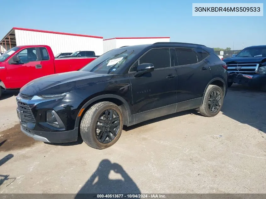 2021 Chevrolet Blazer Fwd 3Lt VIN: 3GNKBDR46MS509533 Lot: 40513677