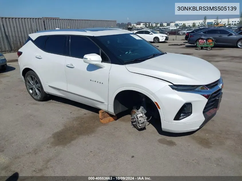 2021 Chevrolet Blazer Premier VIN: 3GNKBLRS3MS505139 Lot: 40553663