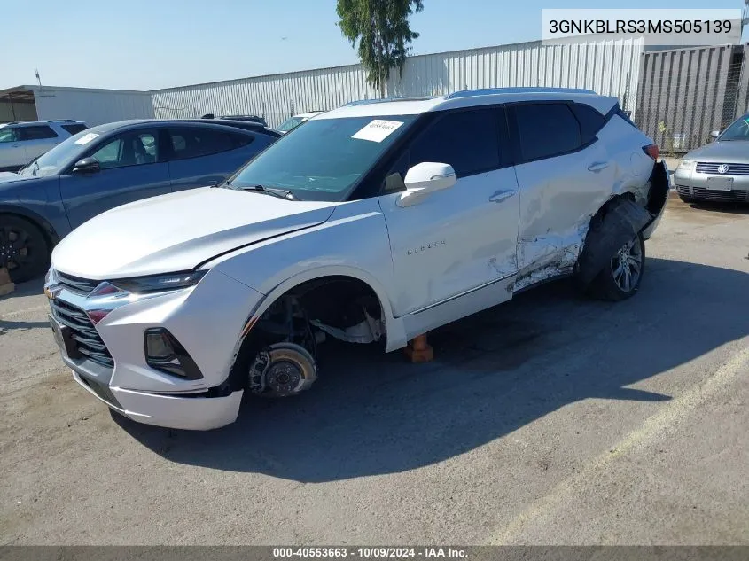 2021 Chevrolet Blazer Premier VIN: 3GNKBLRS3MS505139 Lot: 40553663