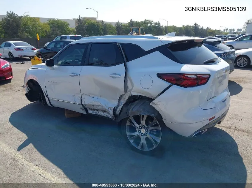 2021 Chevrolet Blazer Premier VIN: 3GNKBLRS3MS505139 Lot: 40553663