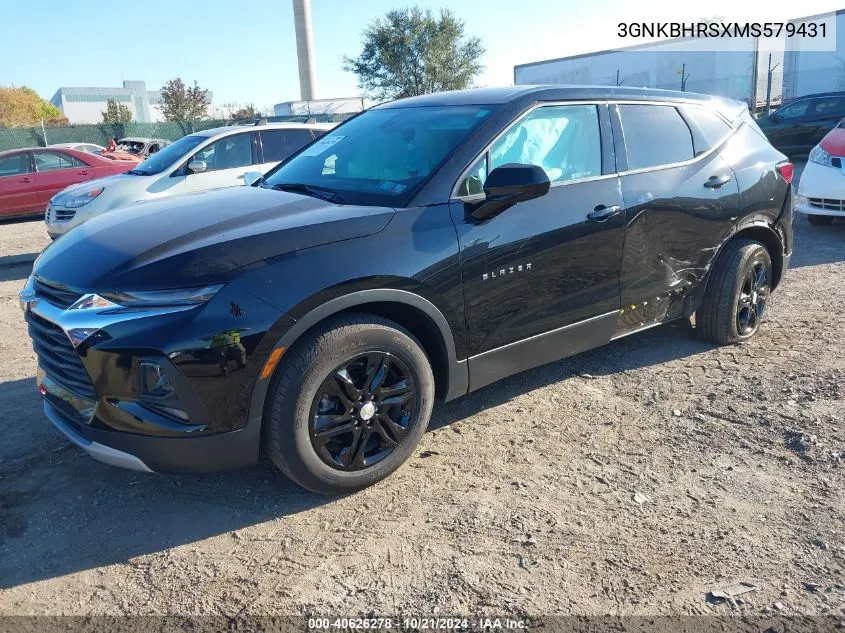 2021 Chevrolet Blazer Awd 2Lt VIN: 3GNKBHRSXMS579431 Lot: 40626278