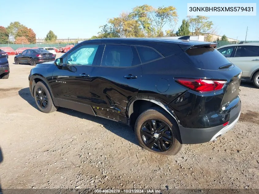 2021 Chevrolet Blazer Awd 2Lt VIN: 3GNKBHRSXMS579431 Lot: 40626278