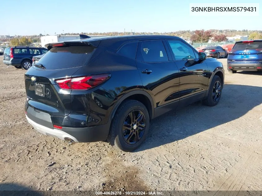 2021 Chevrolet Blazer Awd 2Lt VIN: 3GNKBHRSXMS579431 Lot: 40626278