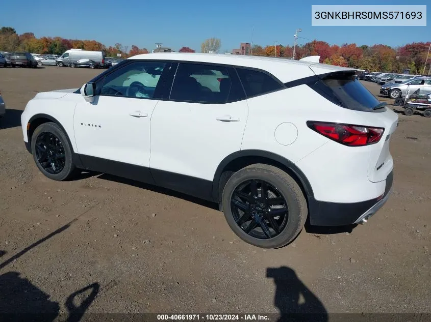 2021 Chevrolet Blazer Awd 2Lt VIN: 3GNKBHRS0MS571693 Lot: 40661971