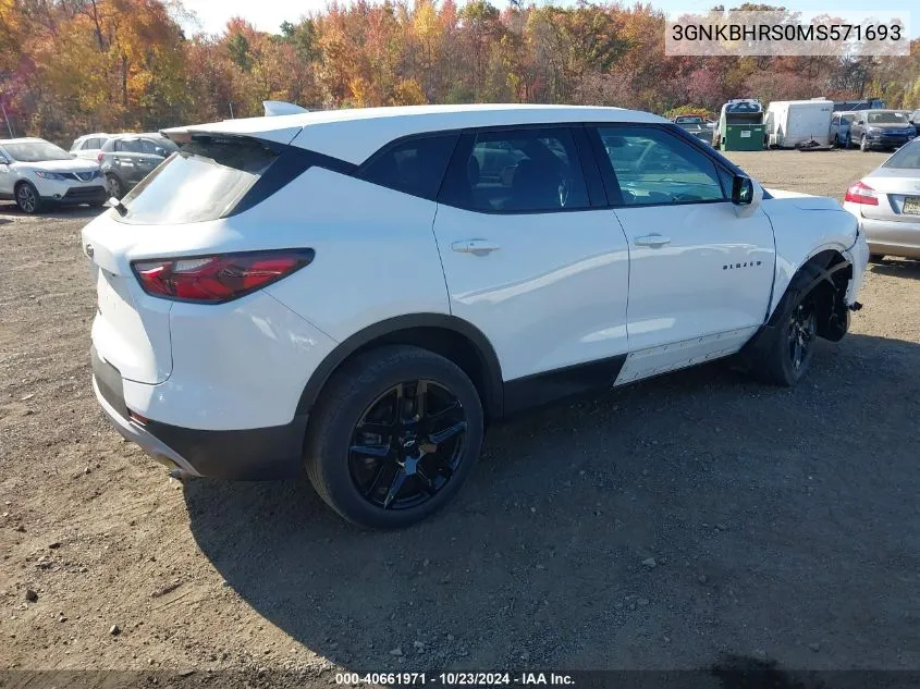 2021 Chevrolet Blazer Awd 2Lt VIN: 3GNKBHRS0MS571693 Lot: 40661971