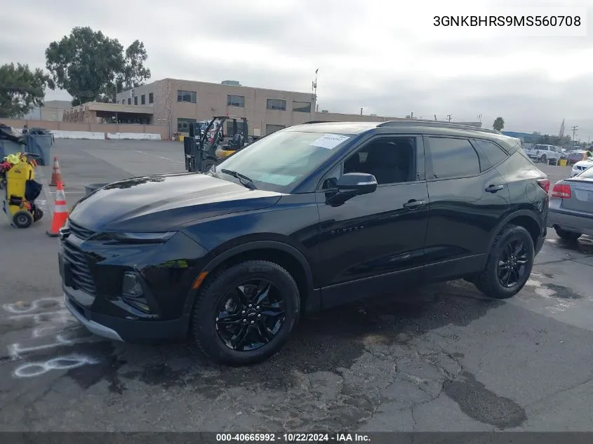 2021 Chevrolet Blazer Awd 2Lt VIN: 3GNKBHRS9MS560708 Lot: 40665992