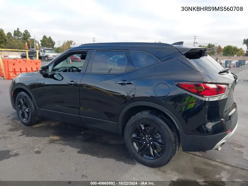 2021 Chevrolet Blazer Awd 2Lt VIN: 3GNKBHRS9MS560708 Lot: 40665992