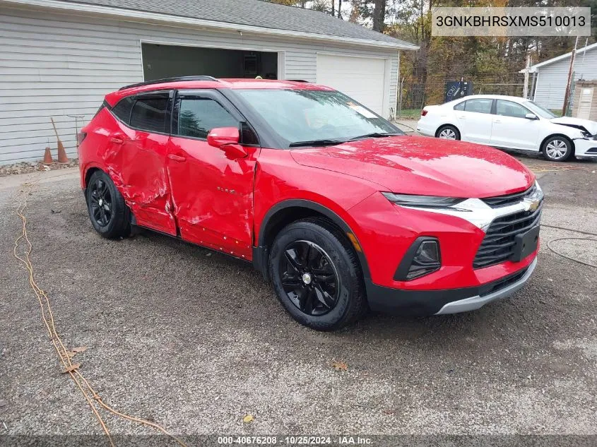 2021 Chevrolet Blazer Awd 2Lt VIN: 3GNKBHRSXMS510013 Lot: 40676208