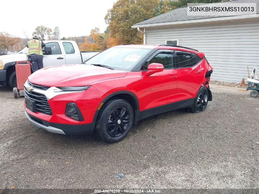 2021 Chevrolet Blazer Awd 2Lt VIN: 3GNKBHRSXMS510013 Lot: 40676208