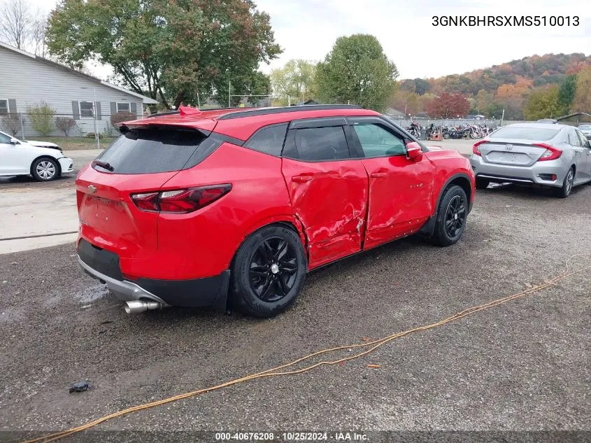 2021 Chevrolet Blazer Awd 2Lt VIN: 3GNKBHRSXMS510013 Lot: 40676208