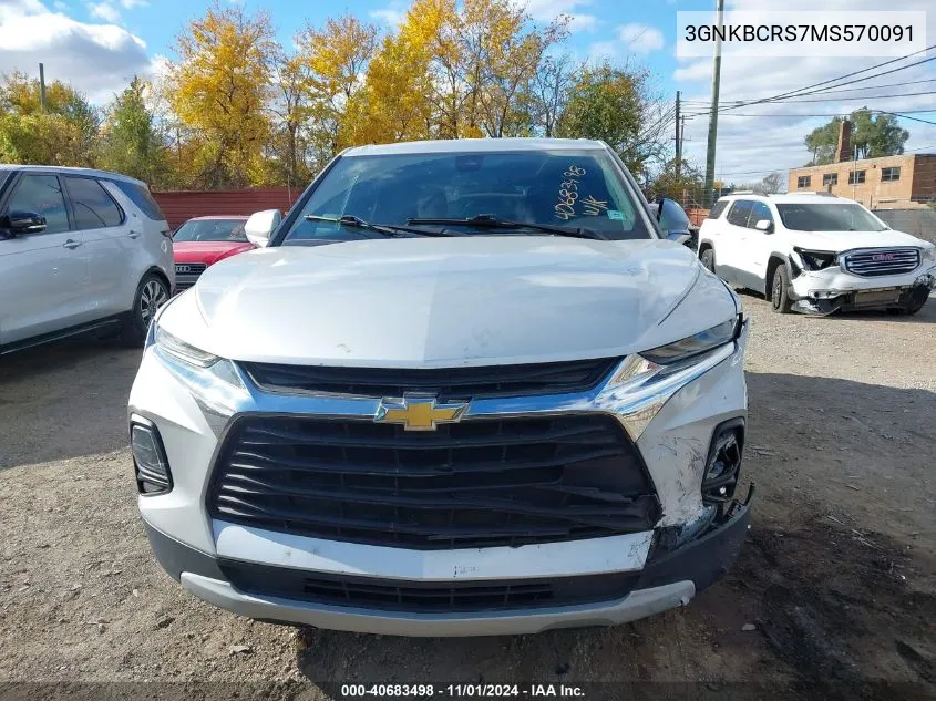 2021 Chevrolet Blazer Fwd 2Lt VIN: 3GNKBCRS7MS570091 Lot: 40683498