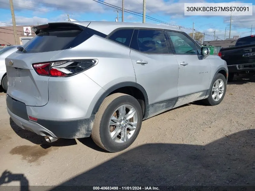 2021 Chevrolet Blazer Fwd 2Lt VIN: 3GNKBCRS7MS570091 Lot: 40683498