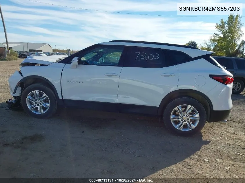 2021 Chevrolet Blazer Fwd 2Lt VIN: 3GNKBCR42MS557203 Lot: 40713191