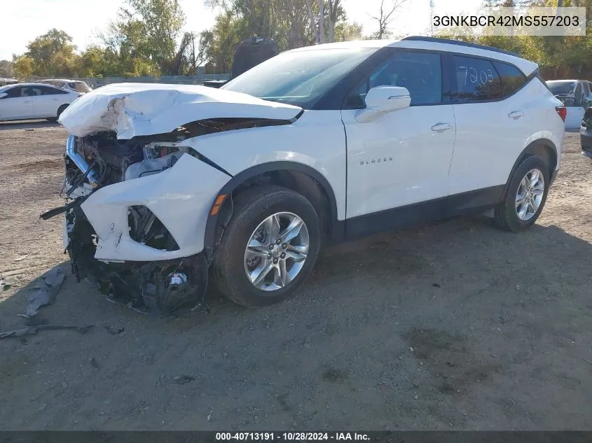 2021 Chevrolet Blazer Fwd 2Lt VIN: 3GNKBCR42MS557203 Lot: 40713191