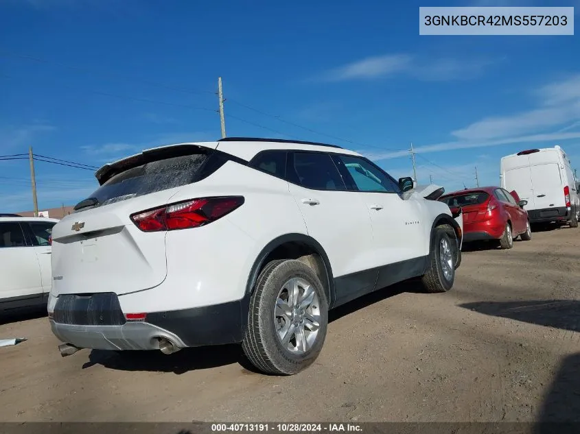 2021 Chevrolet Blazer Fwd 2Lt VIN: 3GNKBCR42MS557203 Lot: 40713191