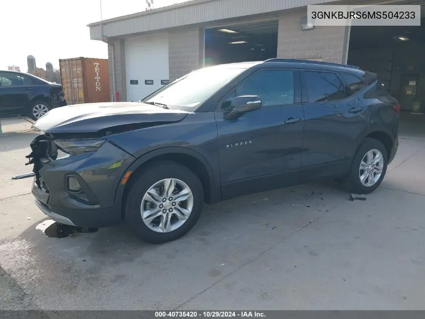 2021 Chevrolet Blazer Awd 3Lt VIN: 3GNKBJRS6MS504233 Lot: 40735420