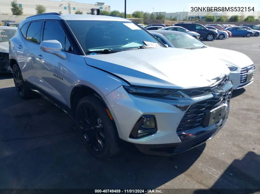 2021 Chevrolet Blazer Fwd Rs VIN: 3GNKBERS8MS532154 Lot: 40749489