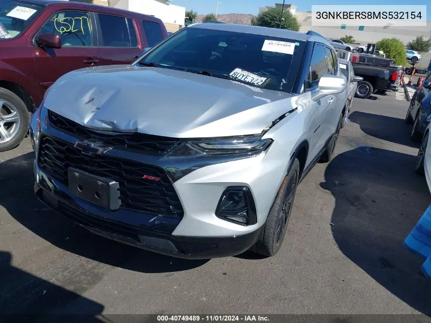 2021 Chevrolet Blazer Fwd Rs VIN: 3GNKBERS8MS532154 Lot: 40749489