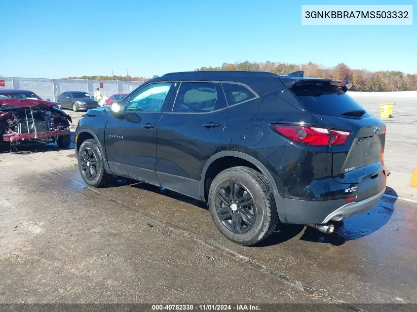 2021 Chevrolet Blazer Fwd 1Lt VIN: 3GNKBBRA7MS503332 Lot: 40752338