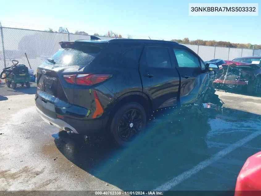 2021 Chevrolet Blazer Fwd 1Lt VIN: 3GNKBBRA7MS503332 Lot: 40752338