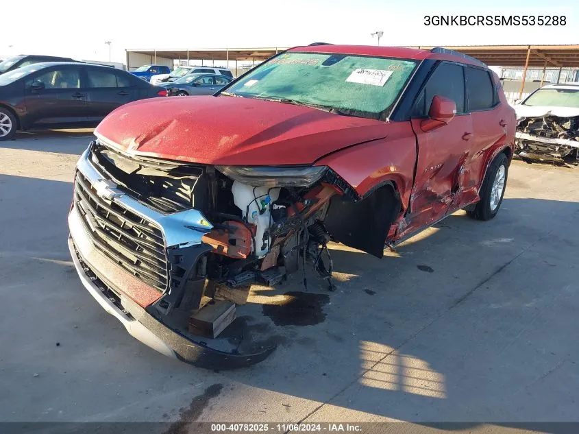 2021 Chevrolet Blazer Fwd 2Lt VIN: 3GNKBCRS5MS535288 Lot: 40782025